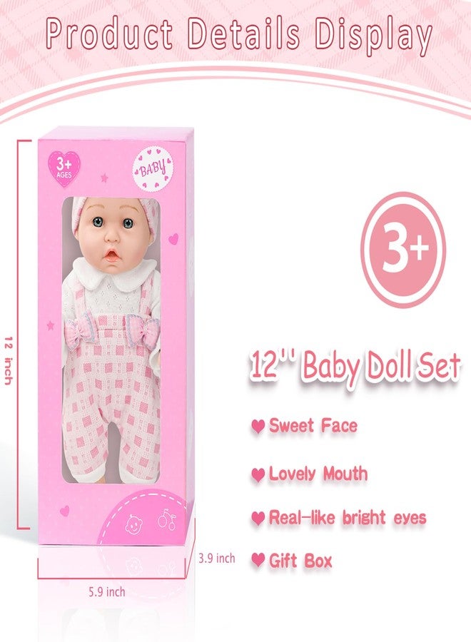 DOTVOSY 12" Girl Baby Doll Playset with Accessories and Clothes in Gift Box for Little Girls,12 Inch Small Realistic Baby Dolls Pacifier Bottle Pretend Baby Care Toy Set for Child Toddler 3+ Gift Collection - Image 3